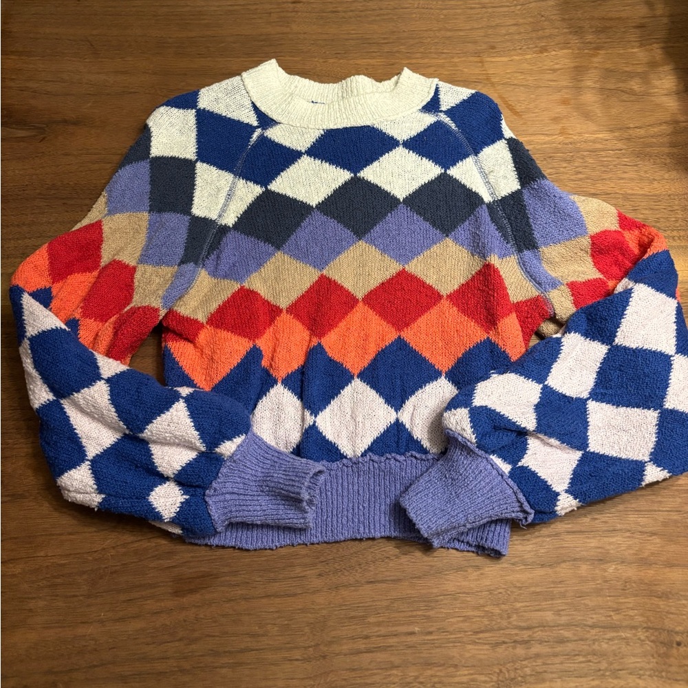 Free People Multicolor Argyle Women's Sweater